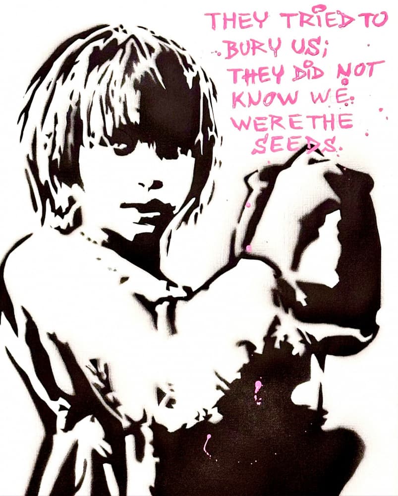 Resilient Child Stencil Art by Suzan Habib — canvas wall art