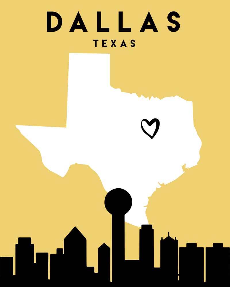 Dallas Texas Love Map by Emiliano Deificus — canvas wall art