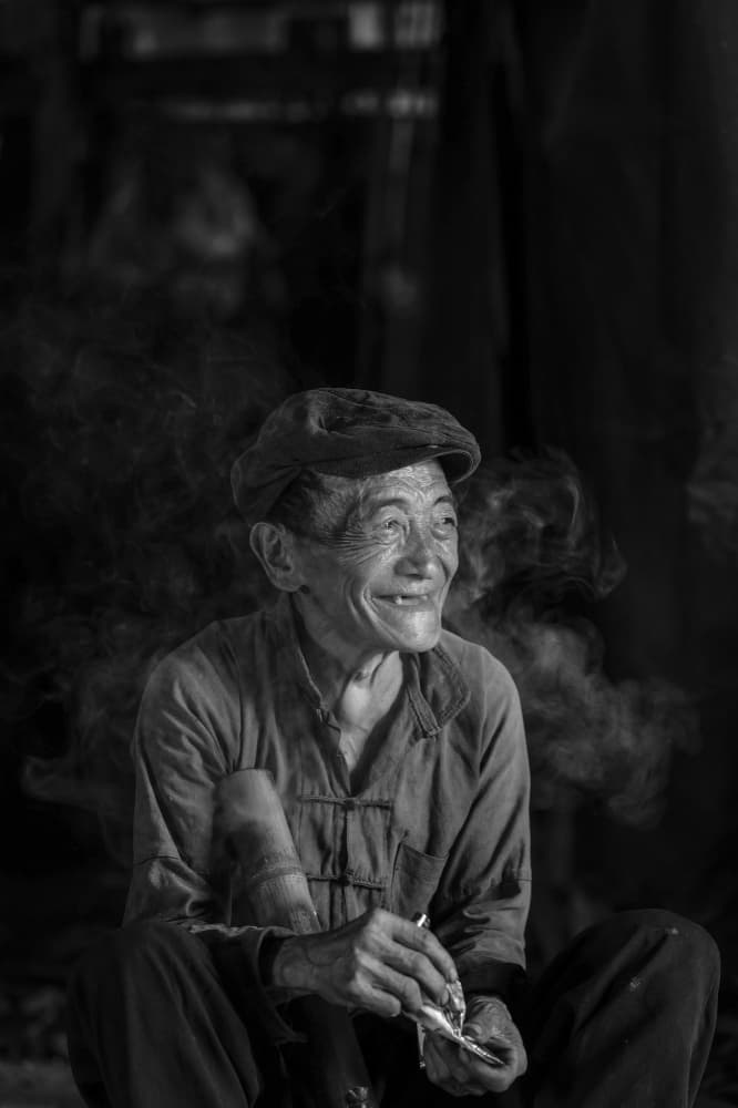 Peaceful Man Smiling by HuongHoang — canvas wall art