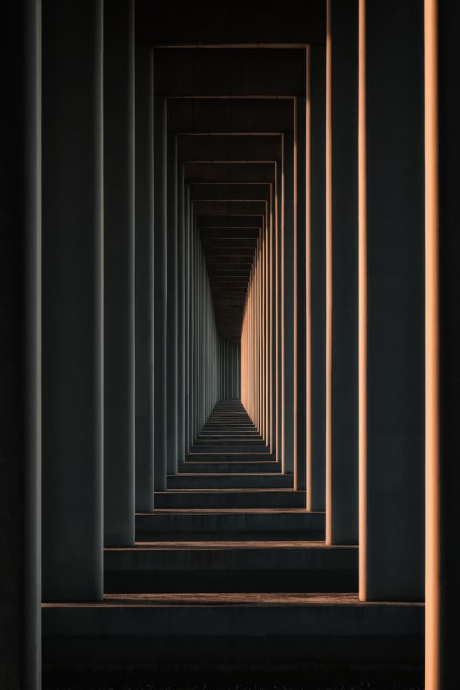 Golden Hour Columns by Mei Xu — canvas wall art