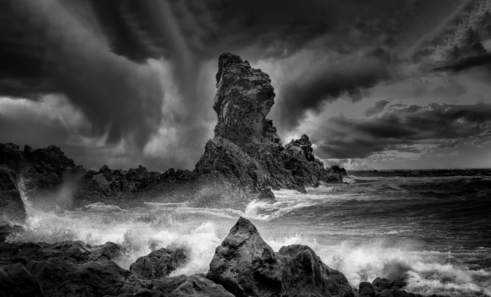 Stormy Sea Stack by Shi &amp Wei — canvas wall art