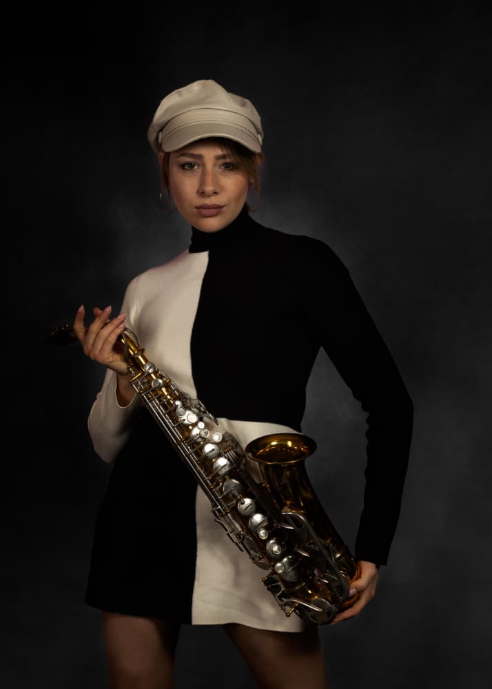 Stylish Saxophone Player by David Bennion — canvas wall art