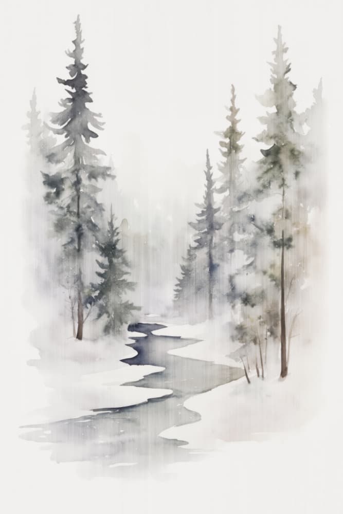 Serene Winter Forest Stream by Andrea Haase — canvas wall art