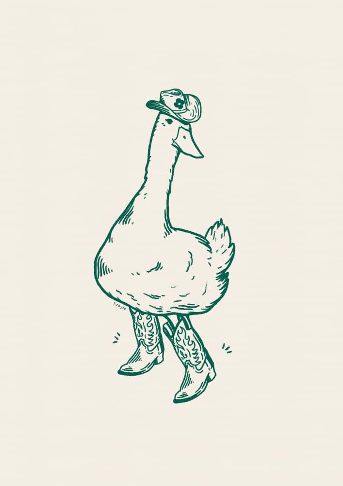 Cowboy Goose Steps Out by Tara Royle — canvas wall art