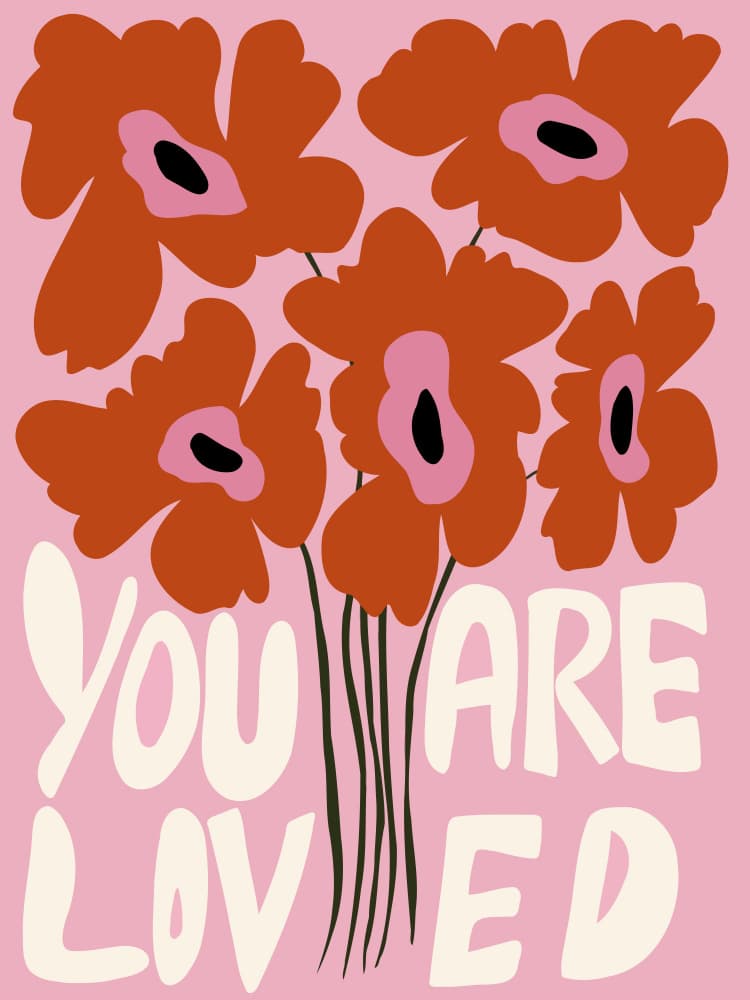 You Are Loved Flowers by Miho Art Studio — canvas wall art