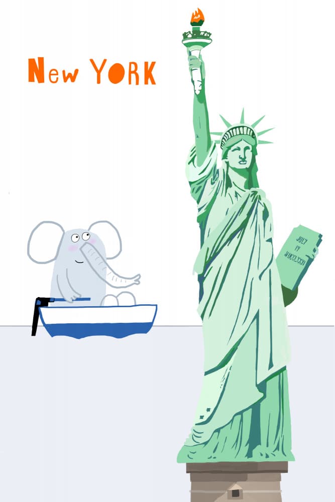 New York Elephant Adventure by Carla Daly — canvas wall art