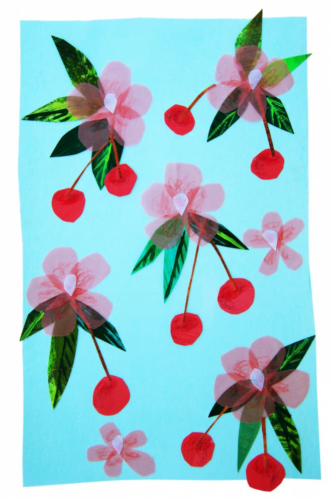 Fresh Cherries and Flowers by Shelley Hampe — canvas wall art