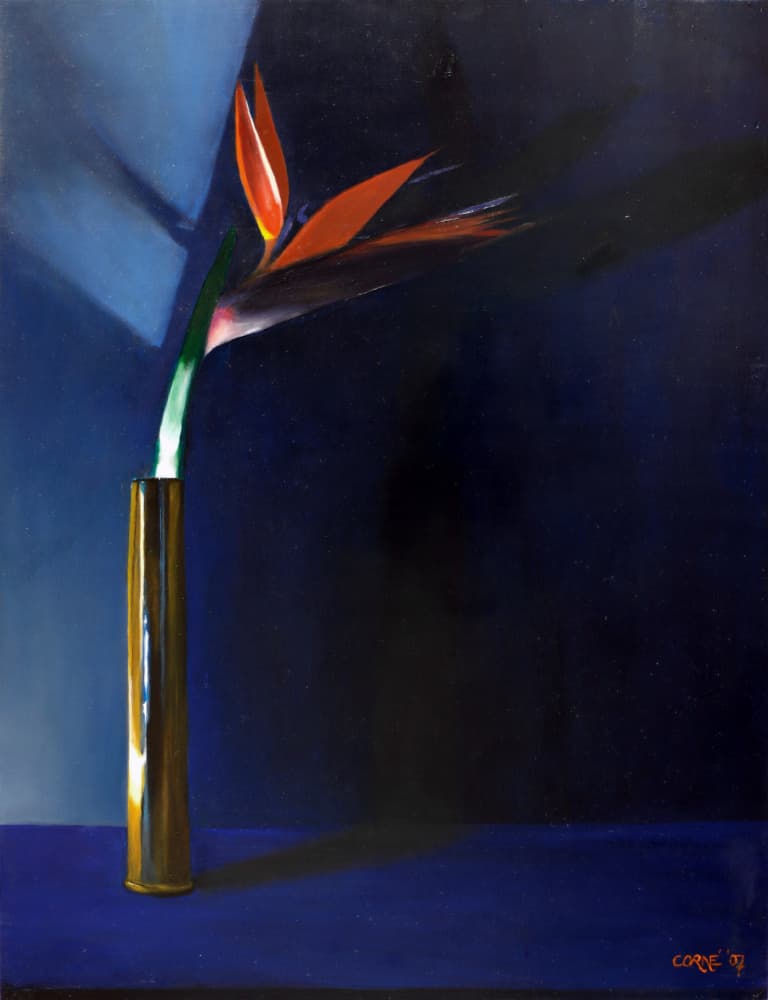 Dramatic Blue Bird of Paradise by Corné Akkers — canvas wall art