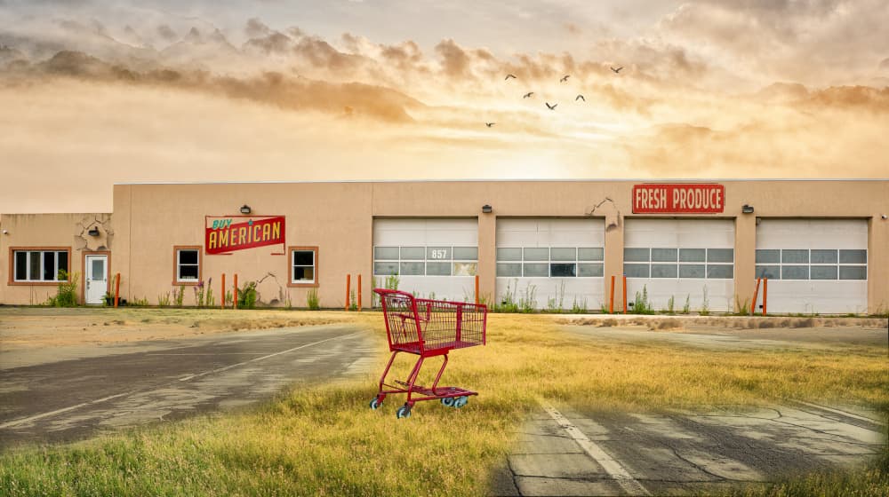 Empty Shopping Cart Sunset by Leonid Yermoshkin — canvas wall art