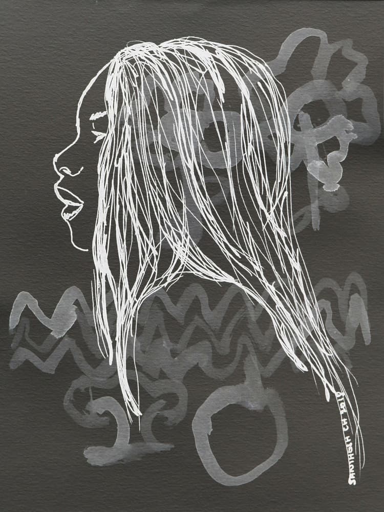 Expressive Woman Profile by Santhosh ch — canvas wall art