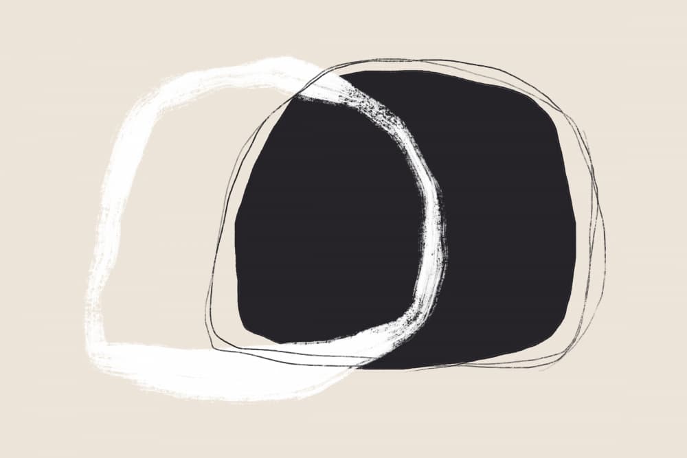 Overlapping Black And White Irregular Shapes by uplusmestudio — canvas wall art