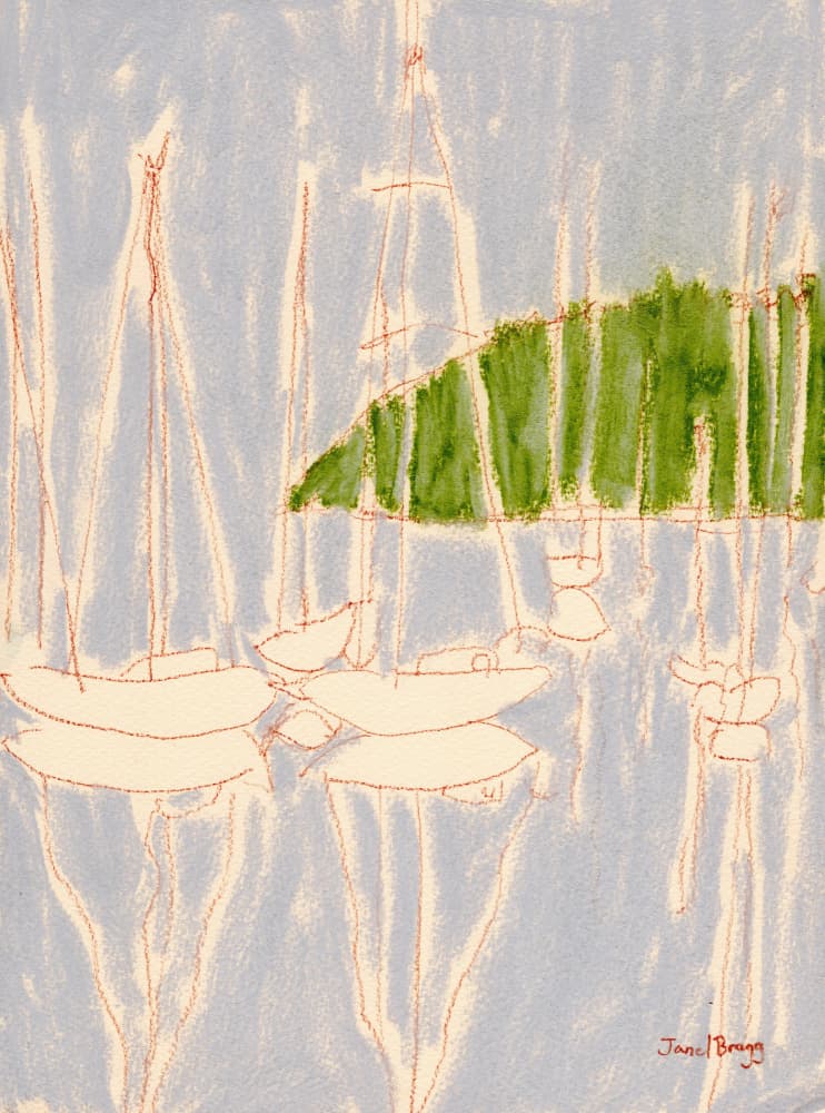 Tranquil Harbor Reflections by Janel Bragg — canvas wall art