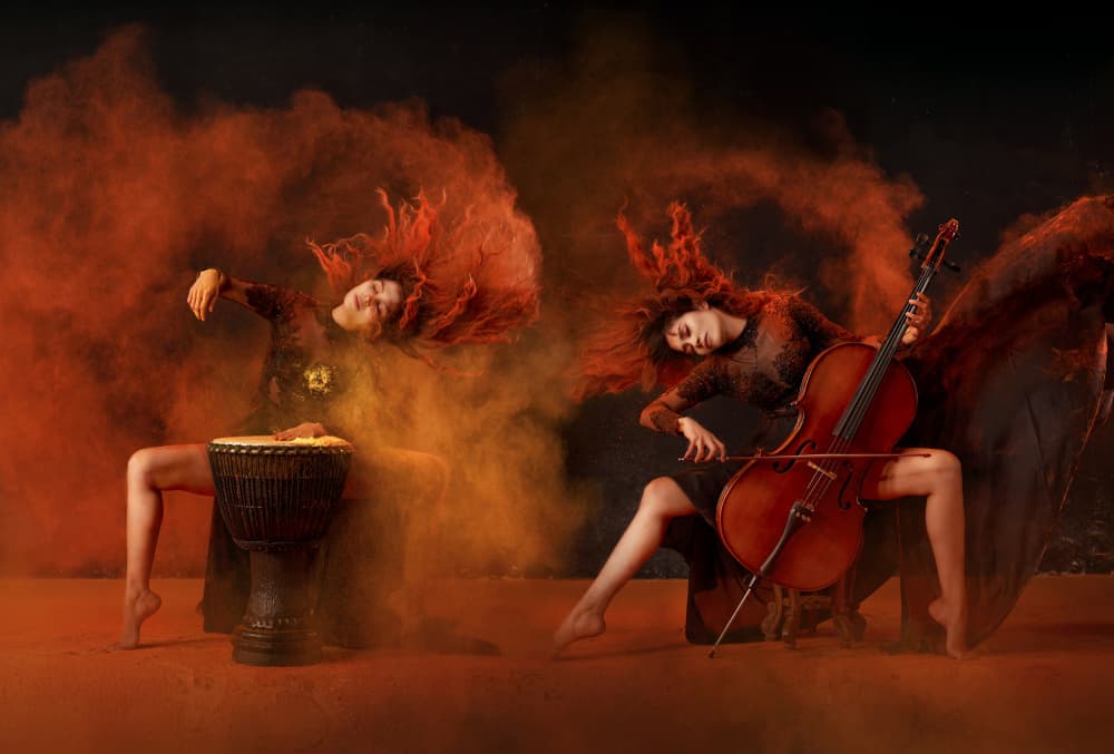 Fiery Music Performance by Rubby Adhisuria — canvas wall art
