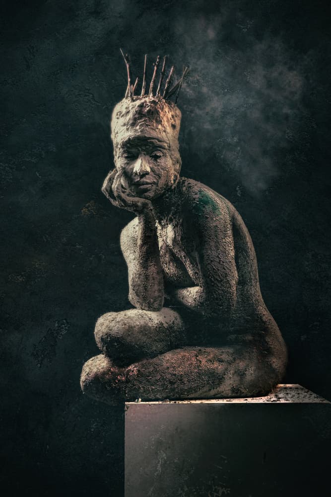 Contemplative Tribal Figure by Prithul Das — canvas wall art