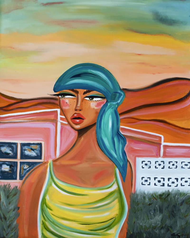Woman In Desert Oasis by Amy Straley — canvas wall art