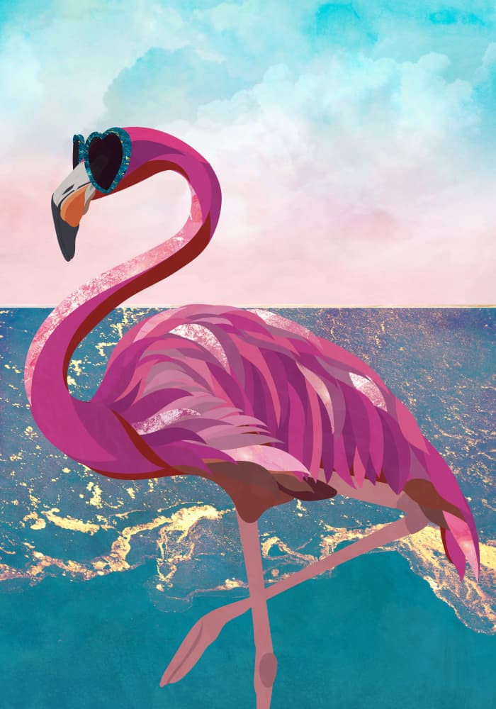 Cool Pink Flamingo by Sarah Manovski — canvas wall art
