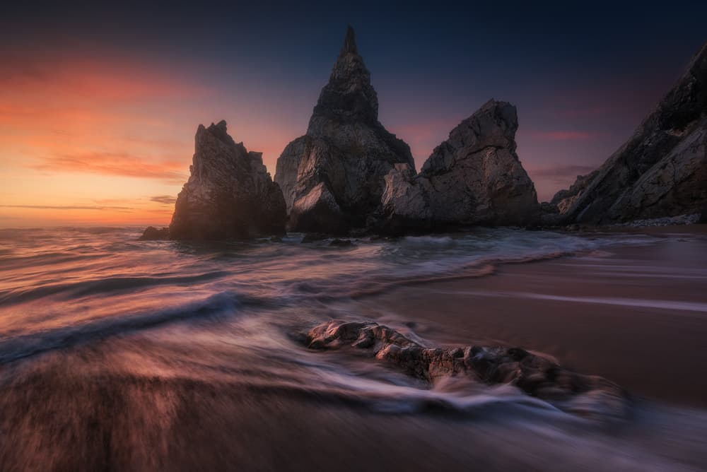 Moody Sea Stacks Twilight by Carlos F. Turienzo — canvas wall art