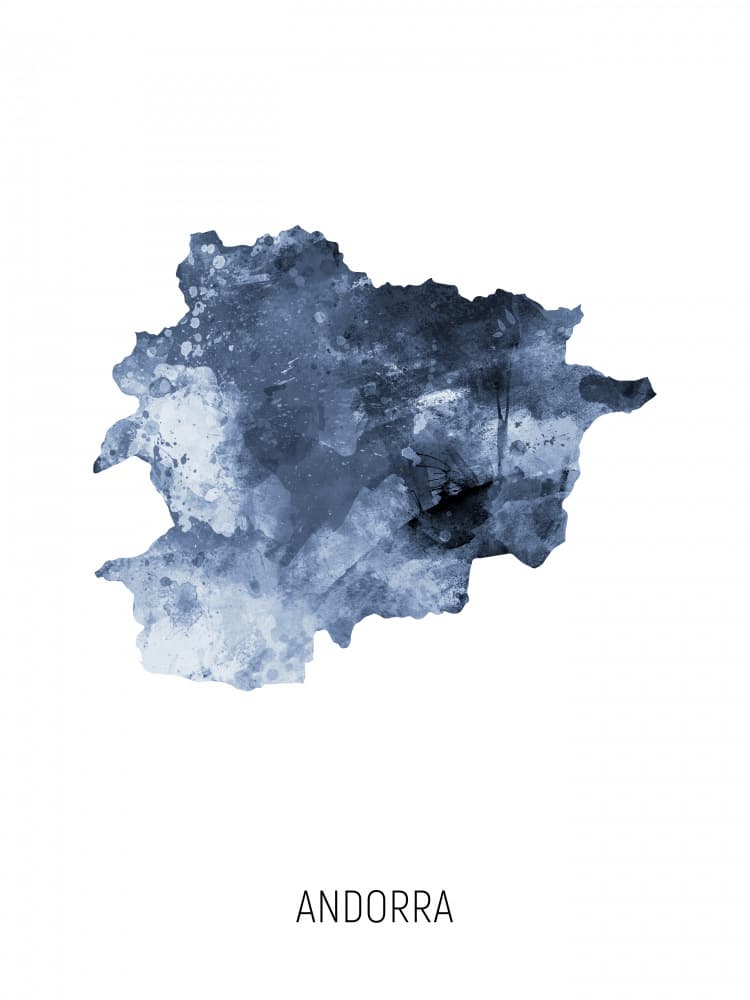 Indigo Andorra Map by Michael Tompsett — canvas wall art