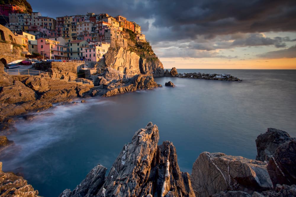 Coastal Village Sunset by Paolo Bolla — canvas wall art