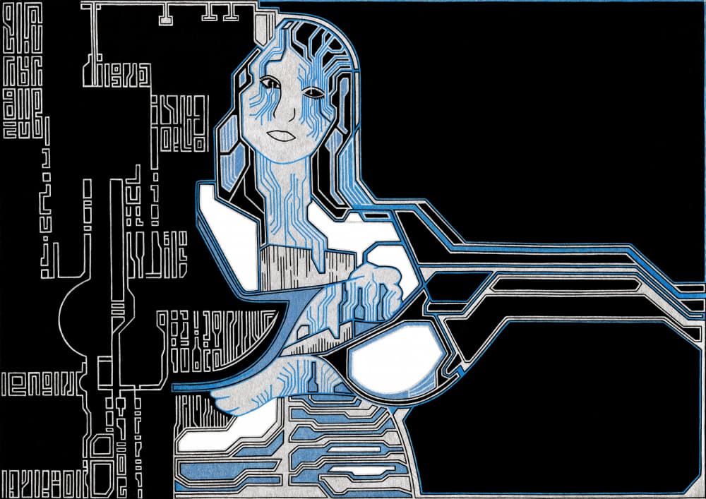 Digital Circuit Woman by Iona Gilburt — canvas wall art
