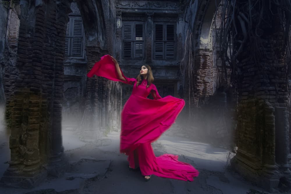 Ethereal Pink Dress Archway by PARTHA BHATTACHARYYA — canvas wall art