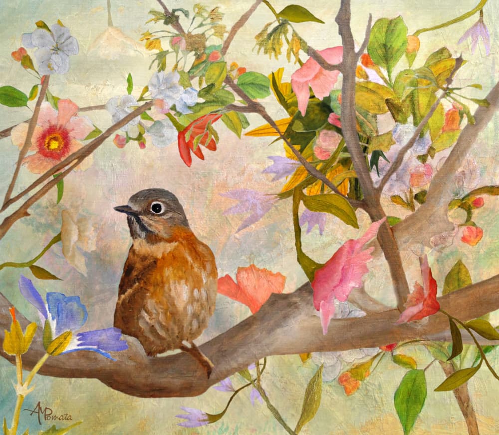 Charming Bird in Bloom by Angeles M. Pomata — canvas wall art