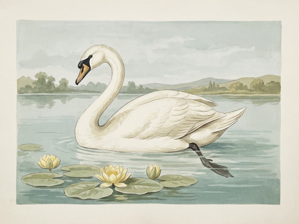 Elegant Swan and Lilies by Andreas Magnusson — canvas wall art