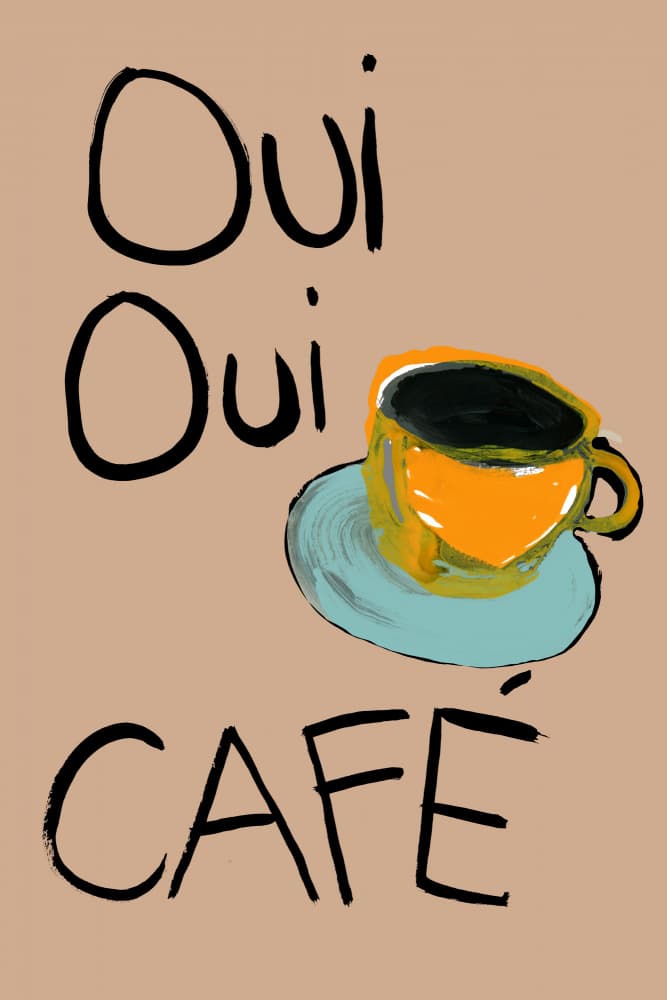 Oui Oui French Coffee by cartissi — canvas wall art