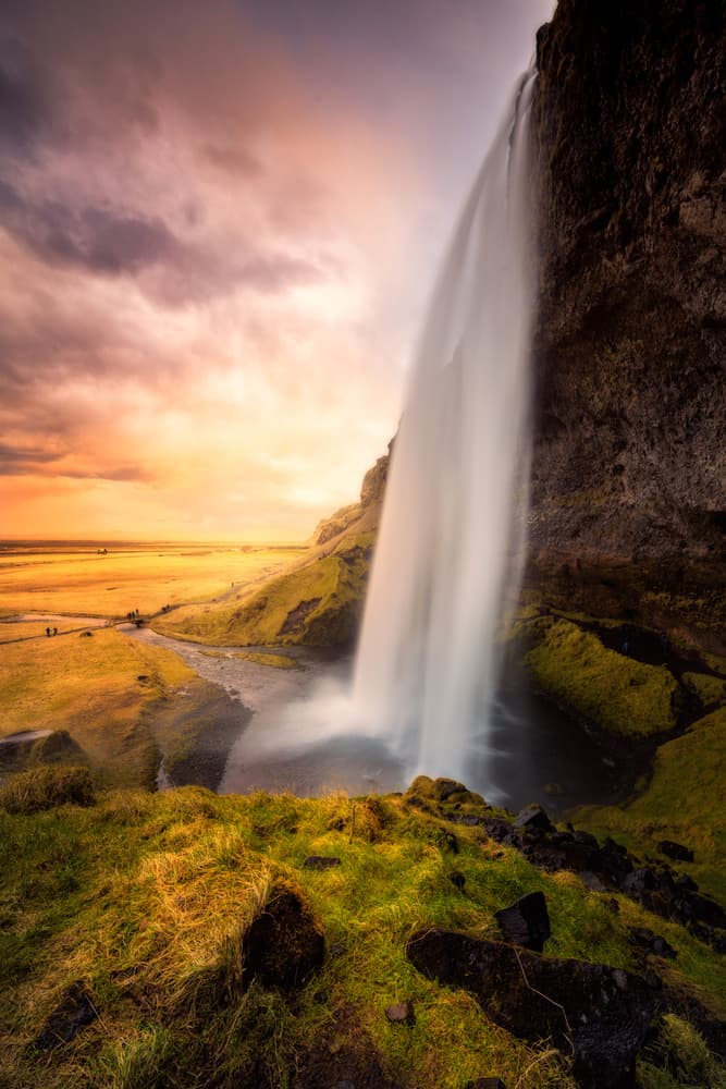 Majestic Sunset Waterfall by David Martin Castan — canvas wall art