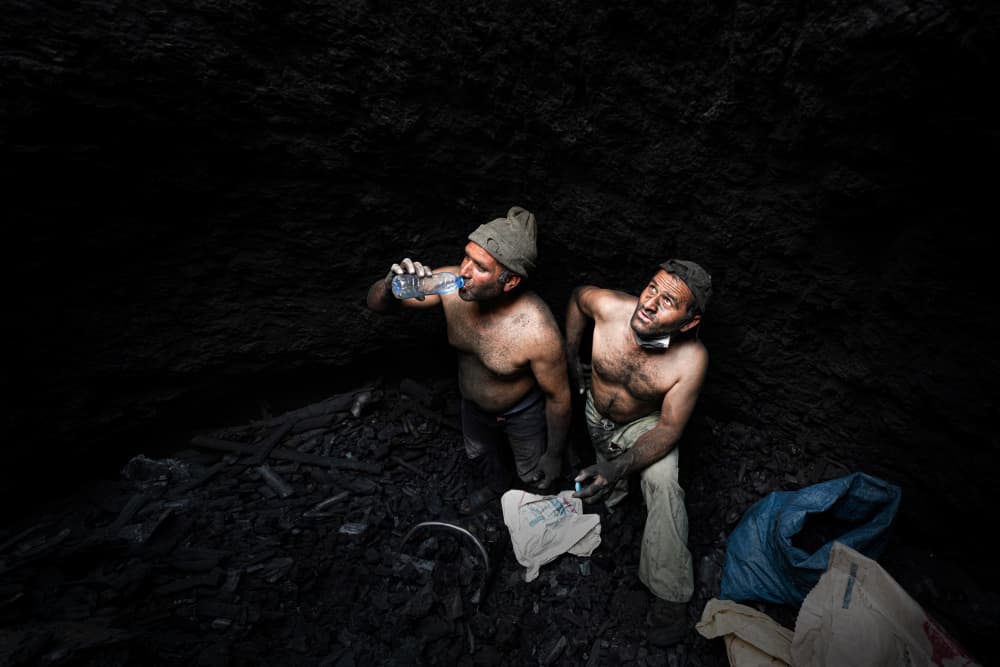 Coal Miners Underground by Marjan Taghipour — canvas wall art