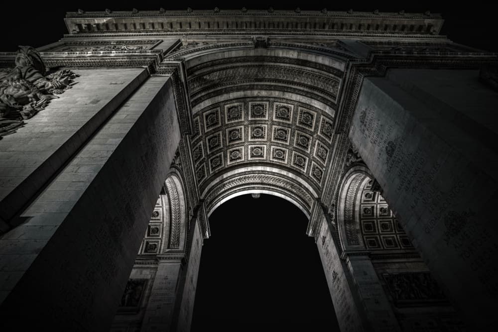 Paris Archway Illuminated by Amir — canvas wall art