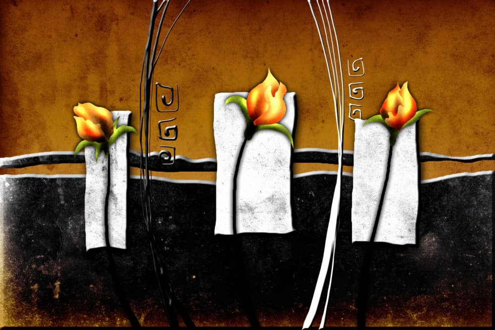 Warm Abstract Blooms by Rafal Kulik — canvas wall art