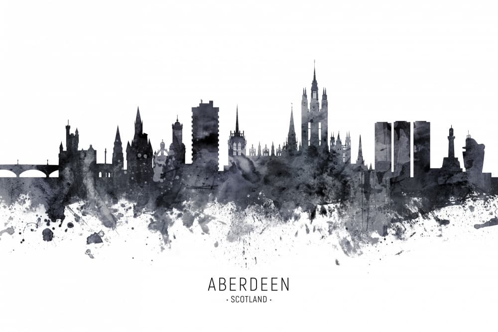 Aberdeen Skyline Wash by Michael Tompsett — canvas wall art