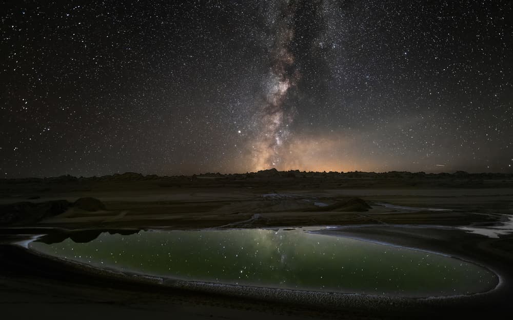 Milky Way Desert Reflection by LIAOYUHAN — canvas wall art
