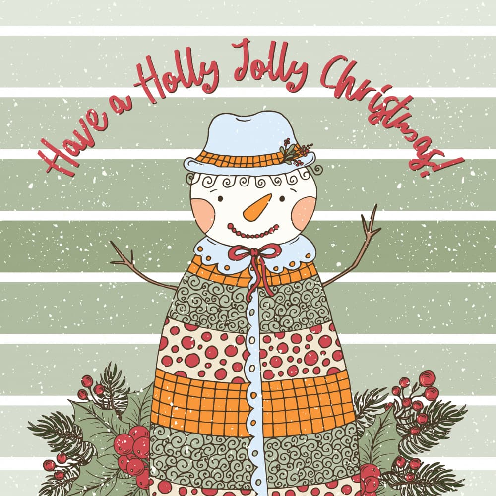 Jolly Christmas Snowman by Olena Kovalova — canvas wall art