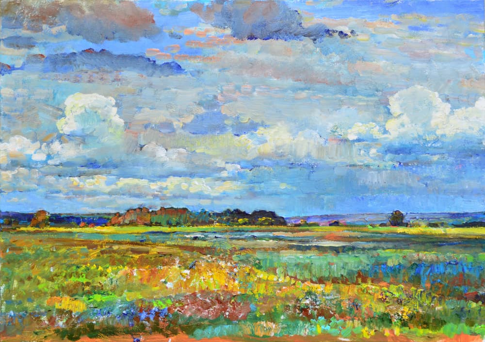 Vibrant Sky Over Fields by Andrii Kutsachenko — canvas wall art
