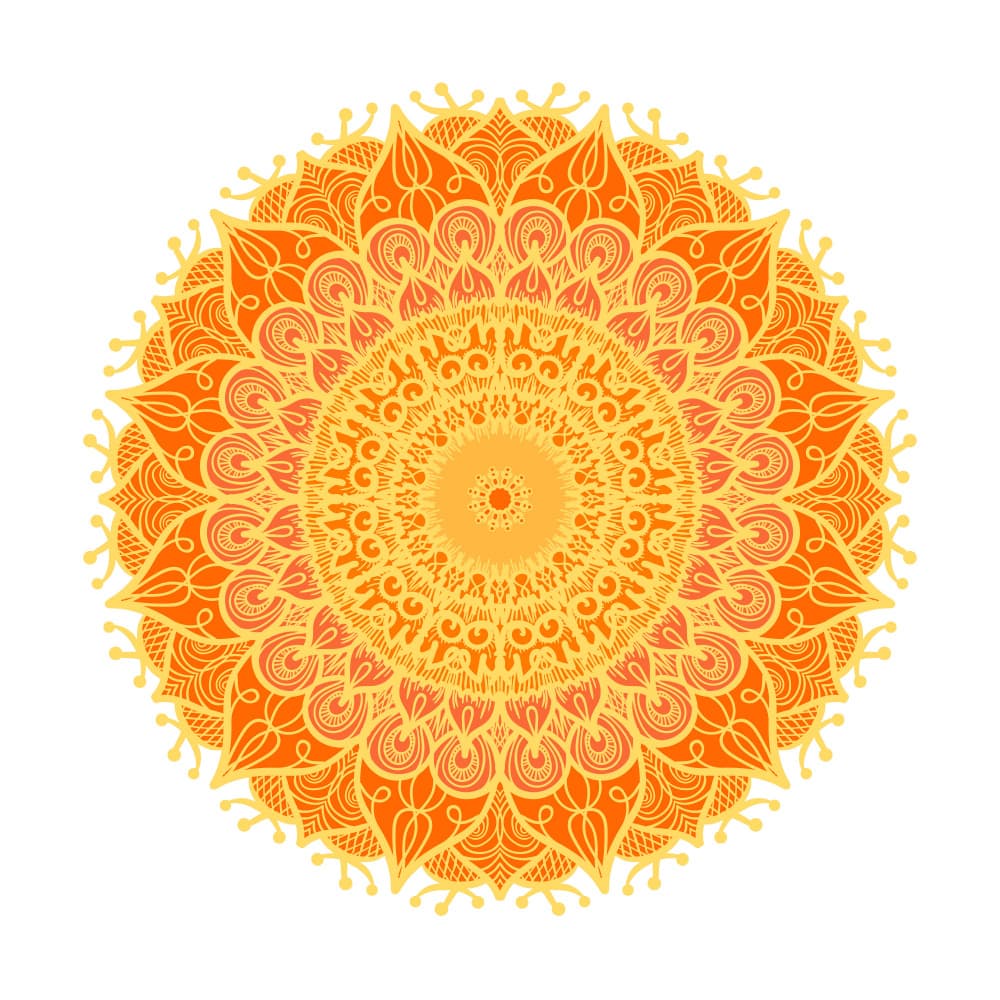 Vibrant Orange Mandala by Marika Barsrsind — canvas wall art