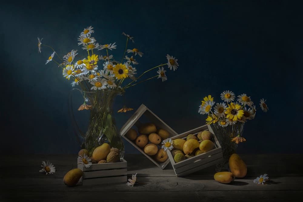 Rustic Fruit and Flowers by Lydia Jacobs — canvas wall art