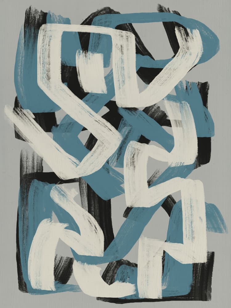 Modern Abstract Blue Strokes by Little Dean — canvas wall art