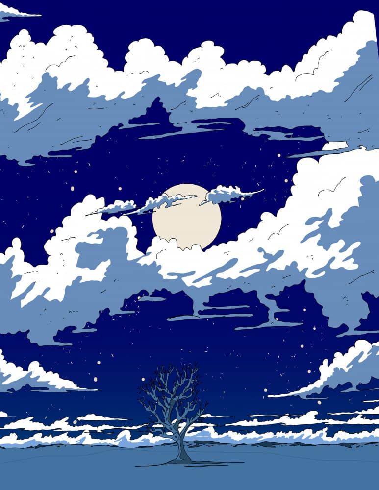 Lone Tree Under Moonlight by Nicholas — canvas wall art