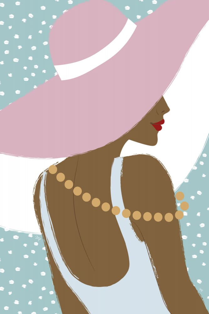 Elegant Woman in Pink Hat by Martina — canvas wall art