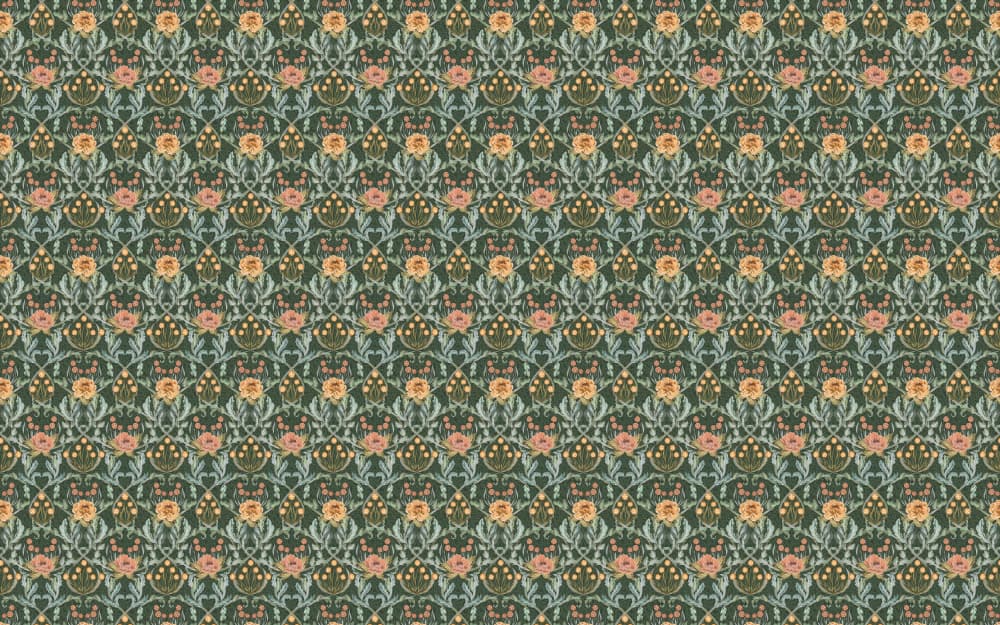 Dark Green Floral Pattern by Annick — canvas wall art