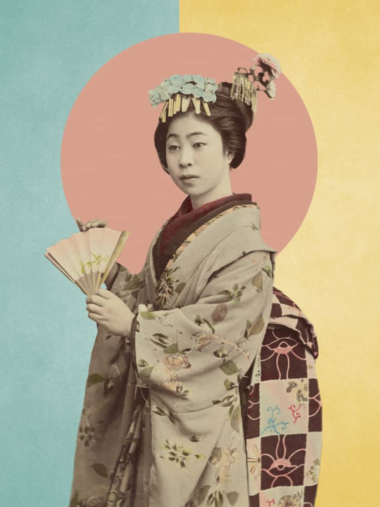 Japanese Woman with Fan by Marja van den Hurk — canvas wall art