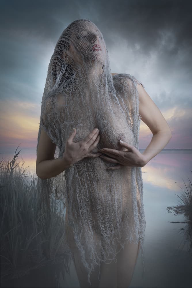 Veiled Woman At Twilight by Christian Kurz — canvas wall art