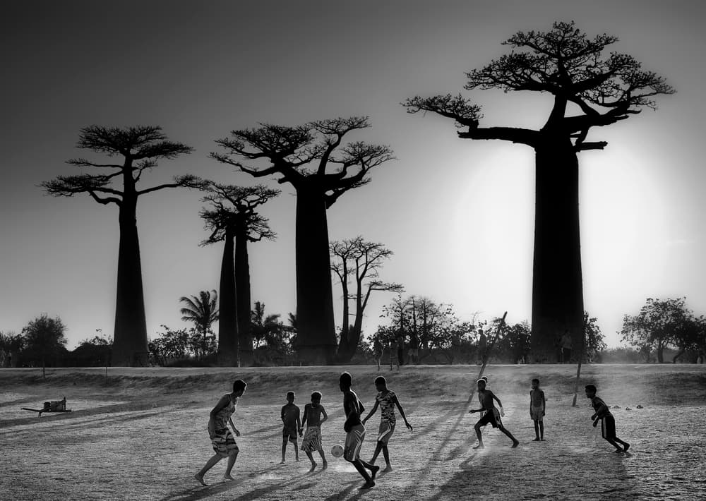 African Soccer Silhouettes by Marc Apers — canvas wall art