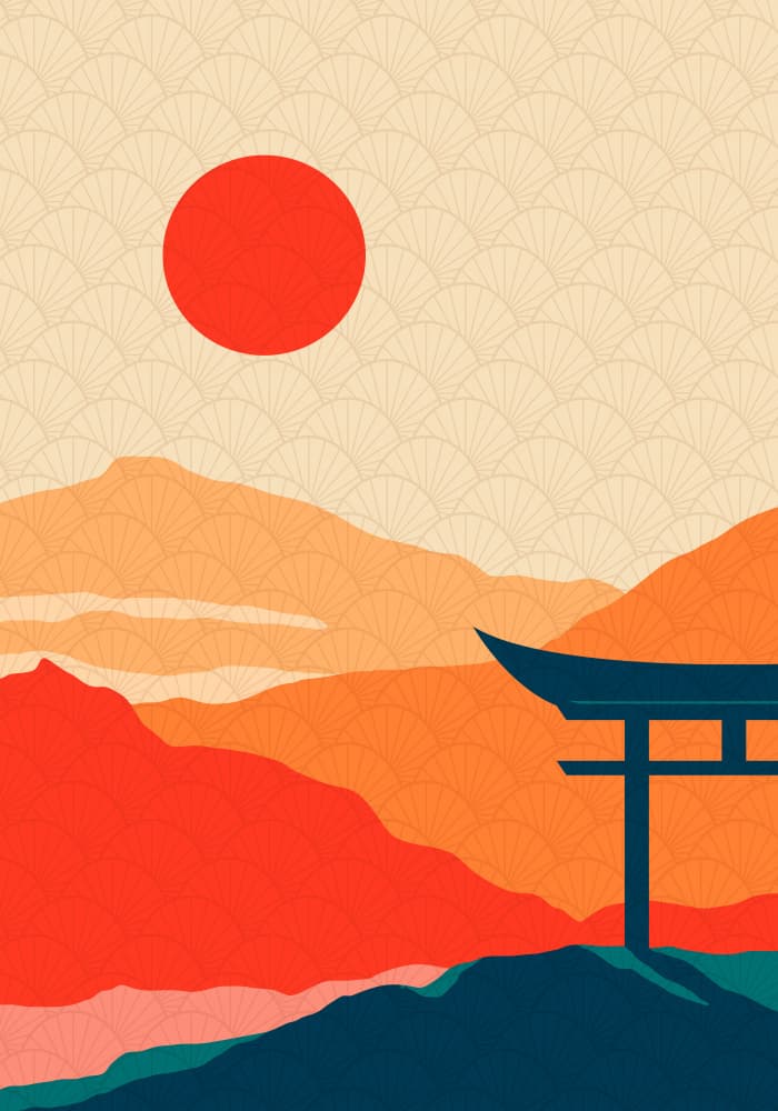 Japanese Torii Sunset by Fadil Roze — canvas wall art
