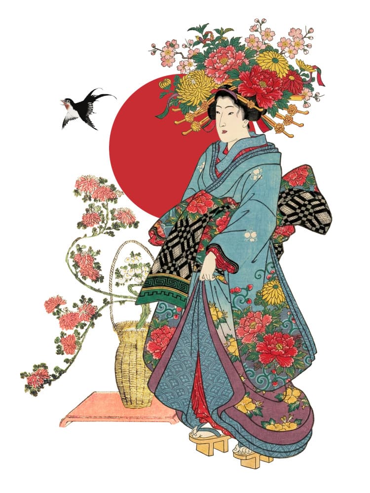 Elegant Kimono Woman by Marja van den Hurk — canvas wall art