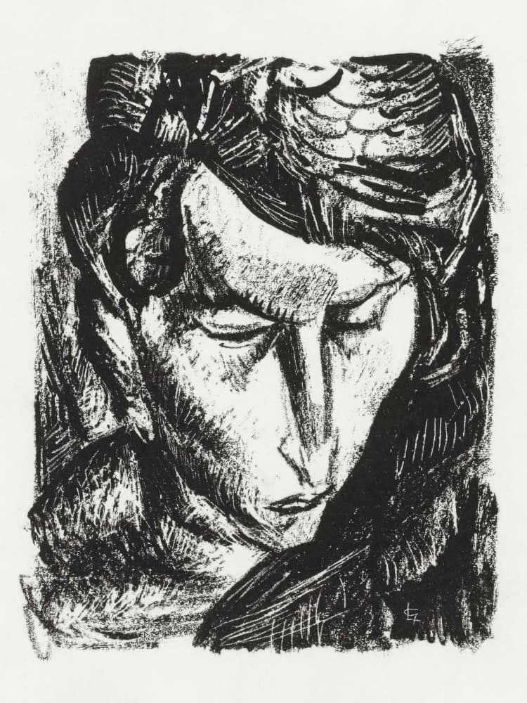 Portrait of an Unknown Woman (ca. 1891–1941) by Leo Gestel — canvas wall art