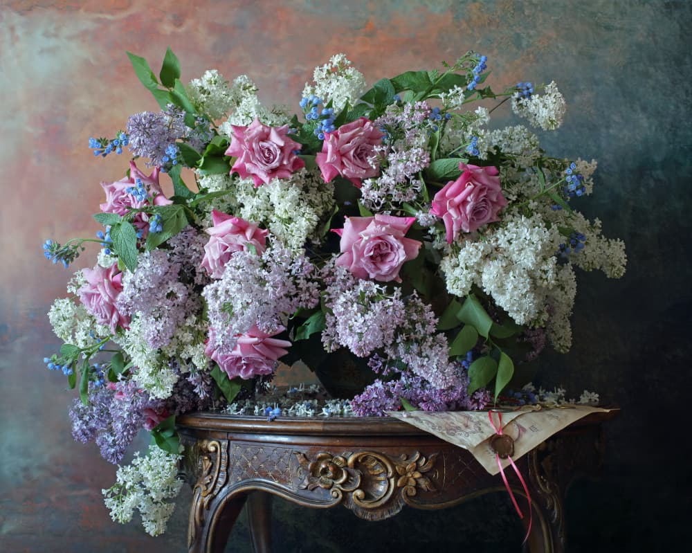 Elegant Roses Lilac by Andrey Morozov — canvas wall art