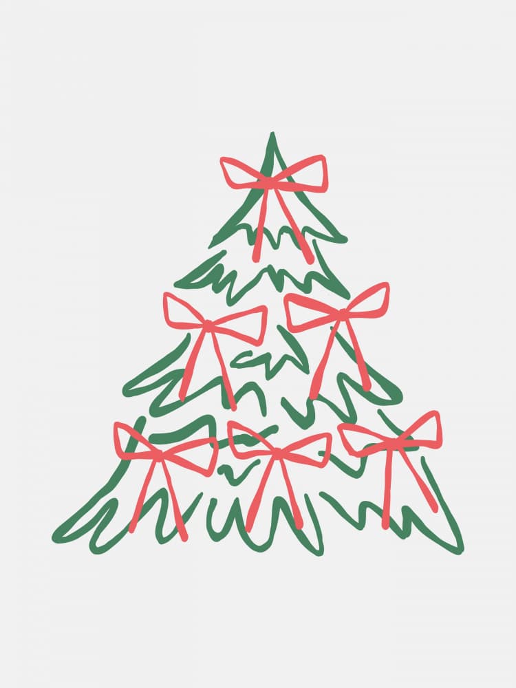 Red Bow Christmas Tree by Jolly and Dash — canvas wall art